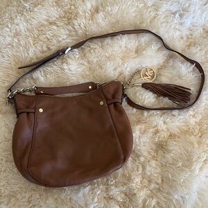 Michael Kors Tan Leather Shoulder Bag with Tassel